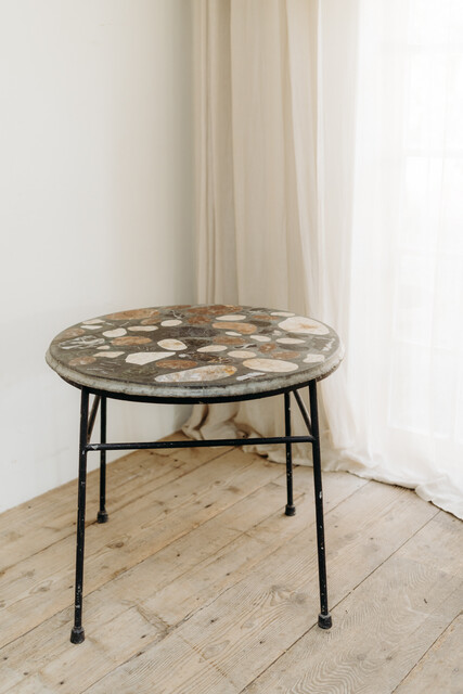 marbletopped iron table ... can be used indoors or outdoors...