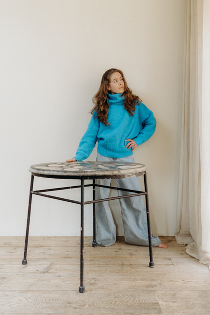 marbletopped iron table ... can be used indoors or outdoors...