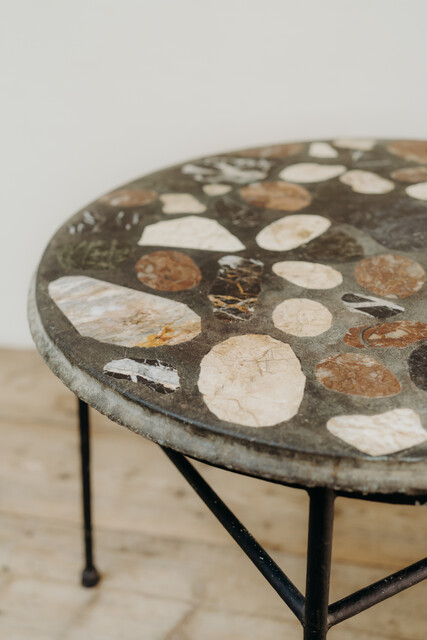 marbletopped iron table ... can be used indoors or outdoors...