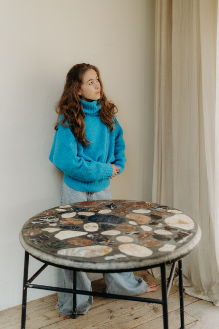 marbletopped iron table ... can be used indoors or outdoors...
