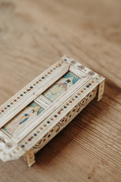 Napoleontic domino box ...bone and pigment ..