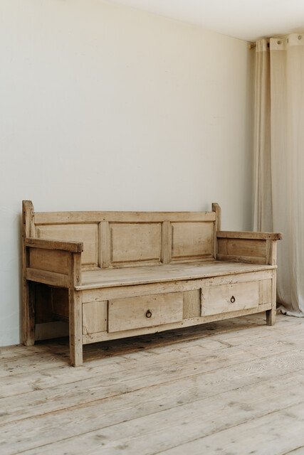 oak and maplewood bench with 2 drawers ...