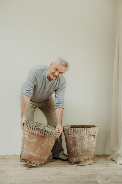 pair of concrete planters/jardinières ...