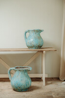 pair of xl blue glazed ceramic vases ...