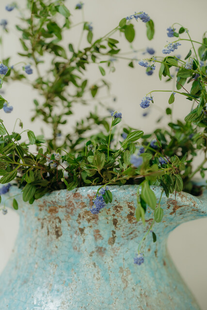 pair of xl blue glazed ceramic vases ...