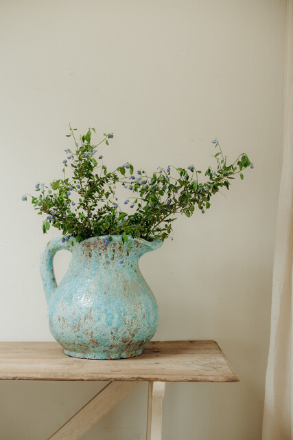 pair of xl blue glazed ceramic vases ...