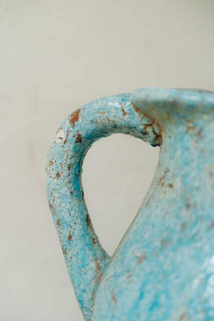 pair of xl blue glazed ceramic vases ...