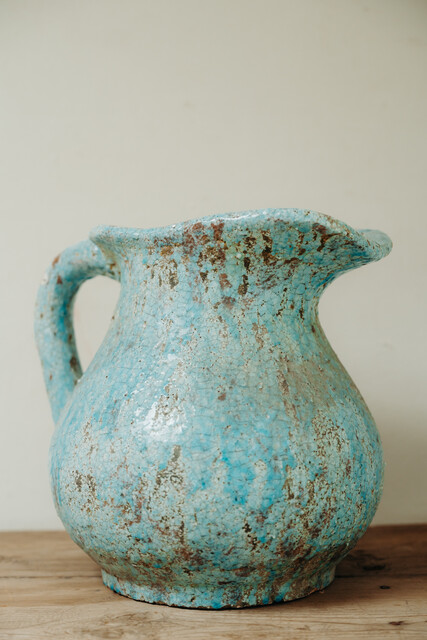 pair of xl blue glazed ceramic vases ...