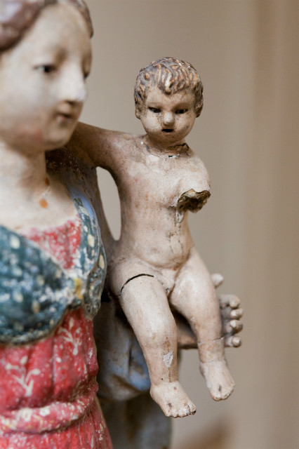 papier mâché madonna, France, 19th century ....rare to find ..