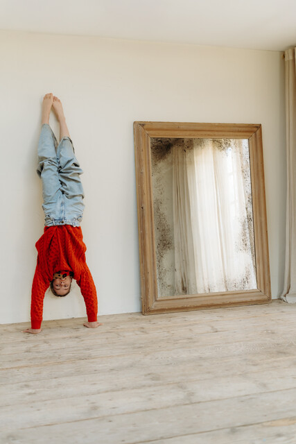 pinewood framed mirror ...foxed mirror glass ...