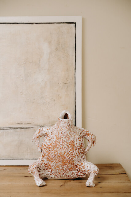 quirky ceramic chicken by artist Polly Hayward ...