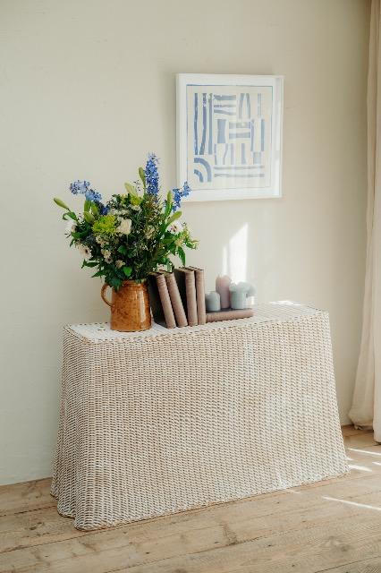 Rattan ripple console table ..