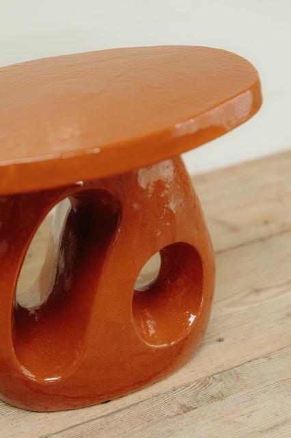 red glazed ceramic side table ...