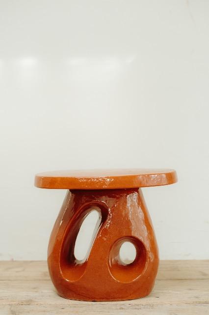 red glazed ceramic side table ...