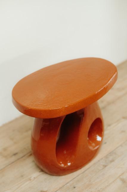 red glazed ceramic side table ...