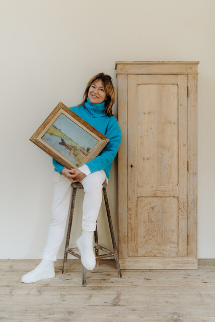 rests of old blue paint on this Spanish pinewood cabinet...
