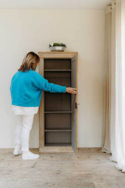 rests of old blue paint on this Spanish pinewood cabinet...