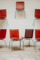 set of 8 Fabiaan Van Severen red leather chairs ...