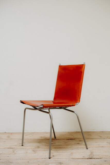 set of 8 Fabiaan Van Severen red leather chairs ...
