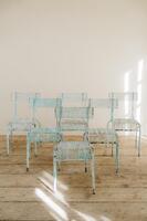 set of six French René Malaval iron garden chairs...