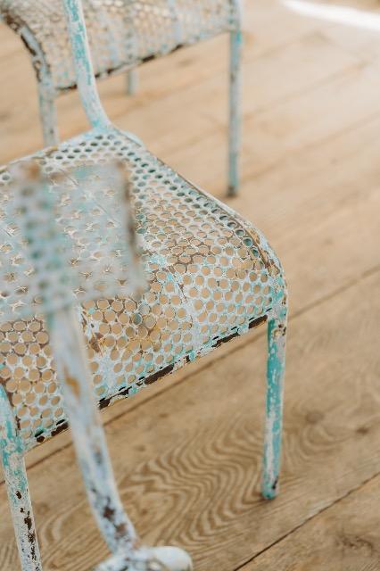 set of six French René Malaval iron garden chairs...