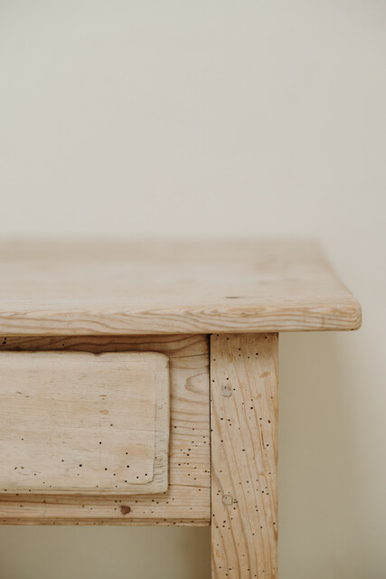 small pinewood table with one drawer ...
