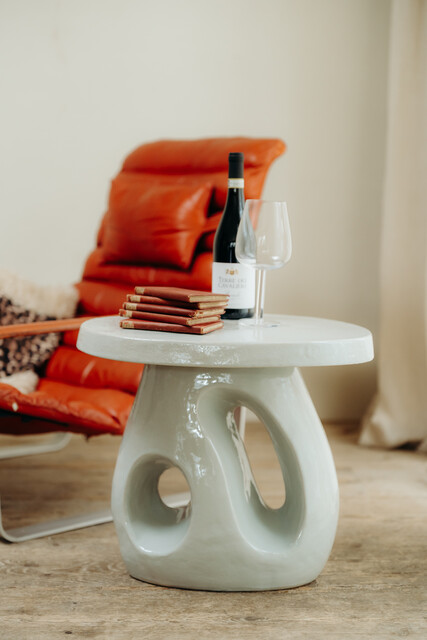 soft grey glazed ceramic coffee/side table ...