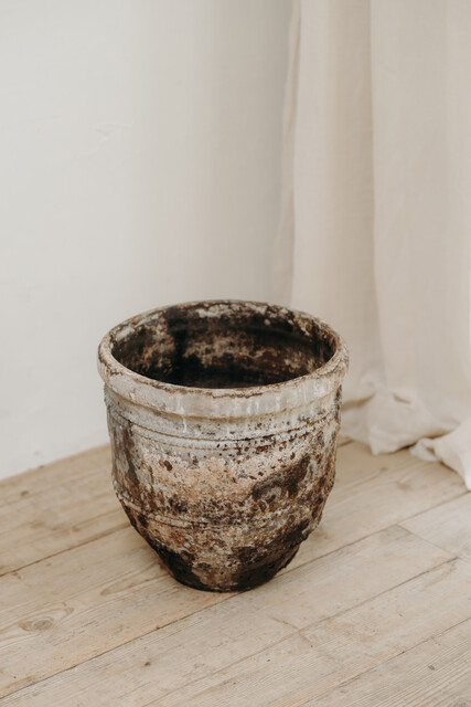 Spanish terra cotta vase .. great patina ...