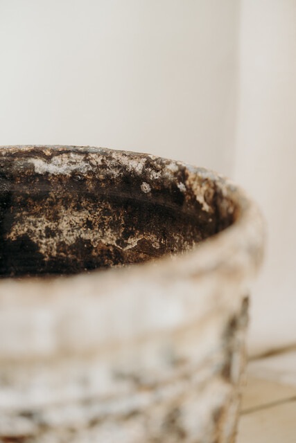 Spanish terra cotta vase .. great patina ...