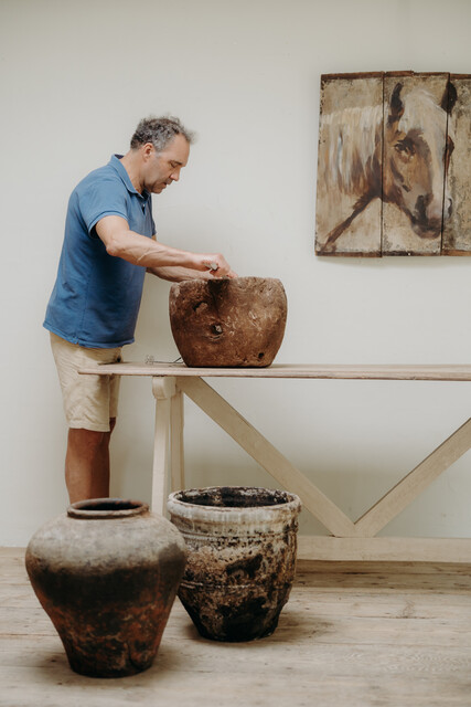Spanish terra cotta vase .. great patina ...