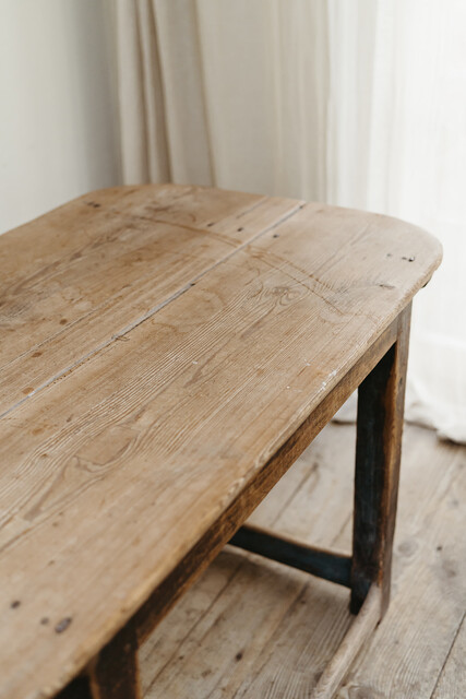 Swedish pine kitchen table ... rests of old blue paint ...