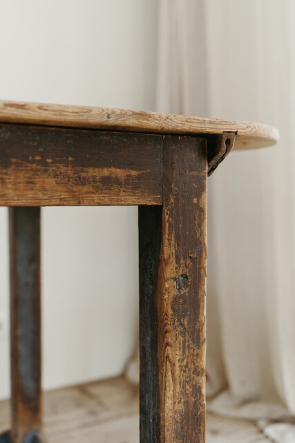 Swedish pine kitchen table ... rests of old blue paint ...