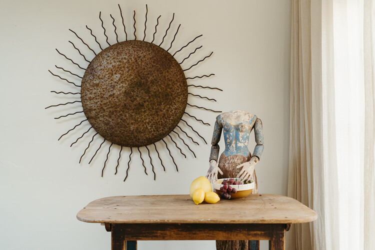 Swedish pine kitchen table ... rests of old blue paint ...
