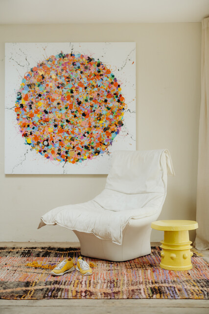 vintage white leather Gerard Van den Bergh fauteuil ...