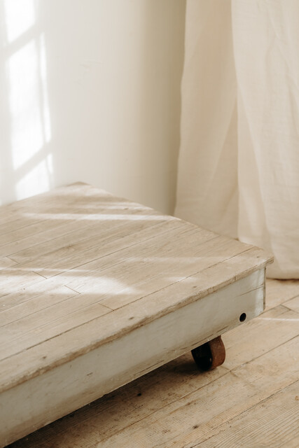 wooden coffee table on wheels ... 2 available ...