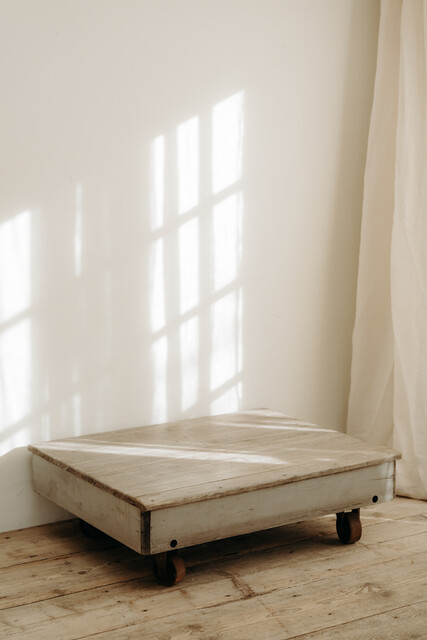 wooden coffee table on wheels ... 2 available ...
