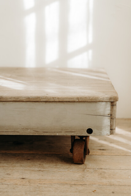 wooden coffee table on wheels ... 2 available ...