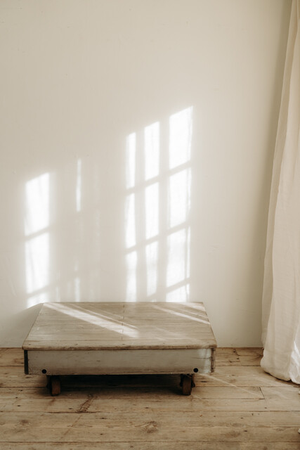 wooden coffee table on wheels ... 2 available ...