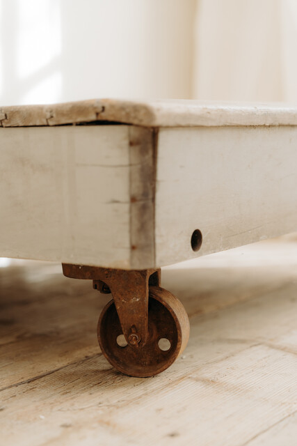 wooden coffee table on wheels ... 2 available ...