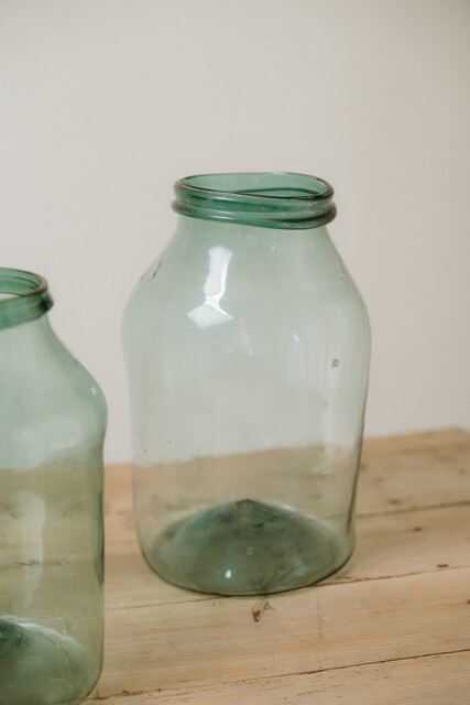 xl Spanish handblown green glass vases ... 
