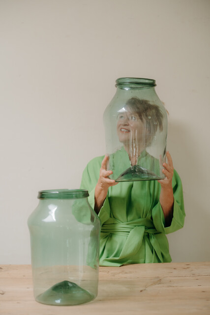 xl Spanish handblown green glass vases ... 