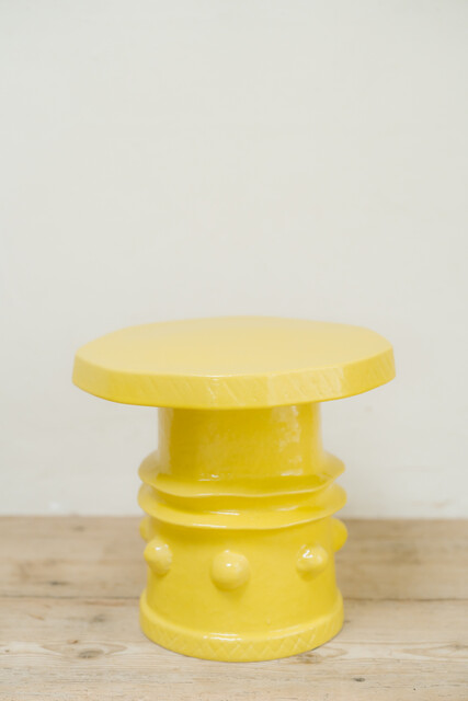 yellow glazed ceramic side table ...
