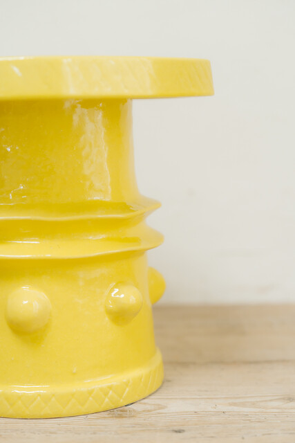 yellow glazed ceramic side table ...