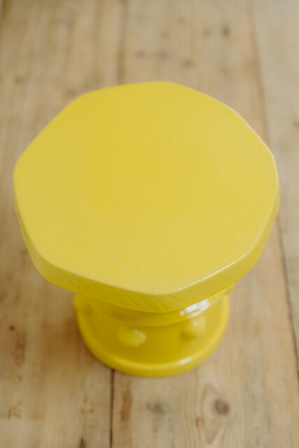 yellow glazed ceramic side table ...