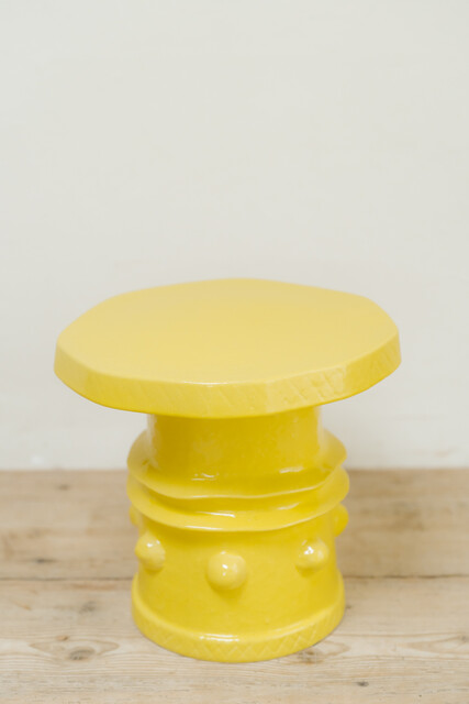 yellow glazed ceramic side table ...
