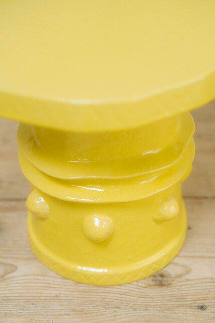 yellow glazed ceramic side table ...