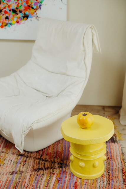 yellow glazed ceramic side table ...