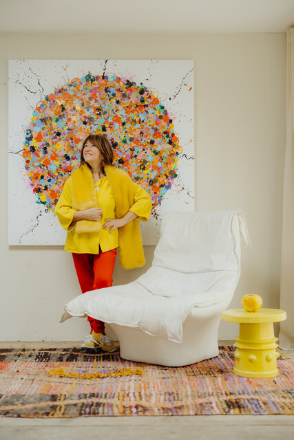 yellow glazed ceramic side table ...